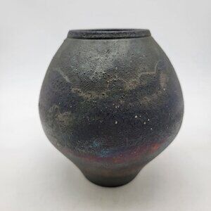 Signed Raku Art Pottery Vase